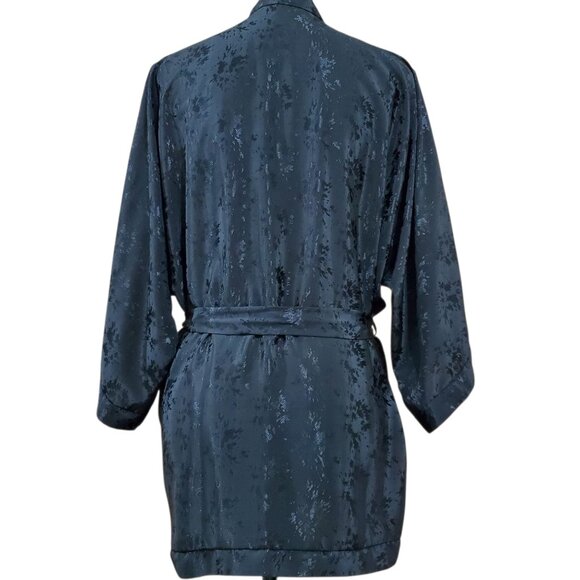 Delicates Vintage ‘90s Women’s Short Black Robe, 100% Polyester, One Size - Picture 4 of 14